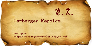 Marberger Kapolcs névjegykártya